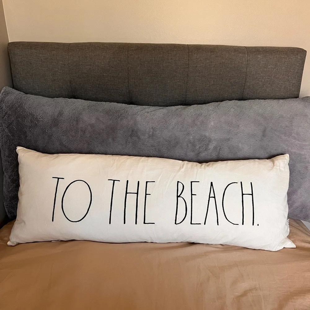 Rae Dunn 2PC Throw Pillow Case & Feather Insert To The Beach Nautical Accent
